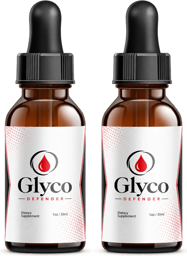 Two bottles of GlycoDefender liquid drops
