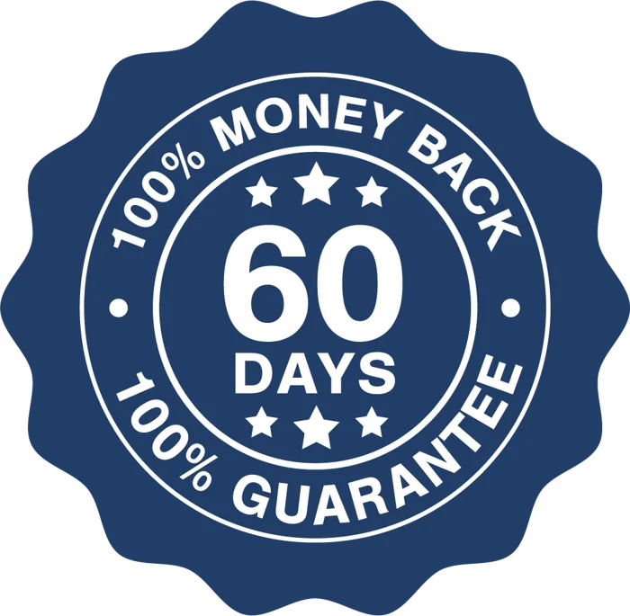 100% money back 60 days guarantee seal
